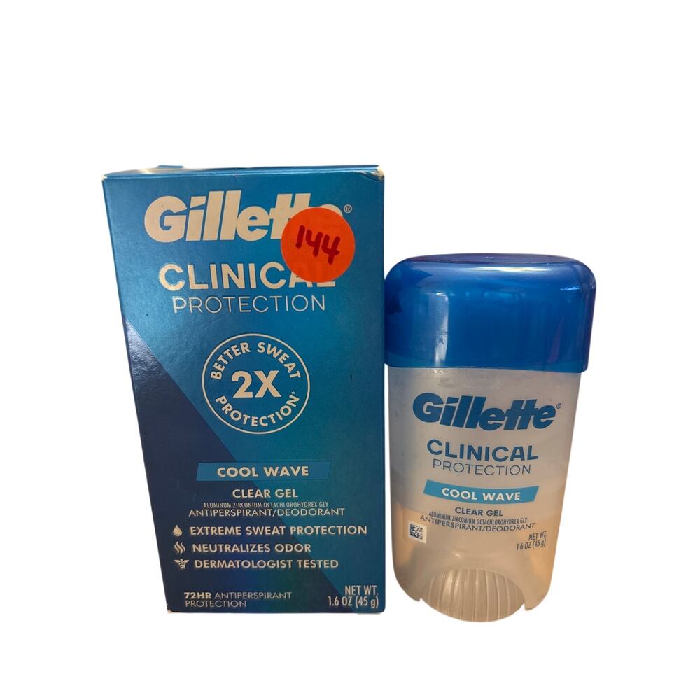 New Mens Gillette Clinical 72hr Cool Wave Clear Gel Antiperspirant Deodorant 1.6